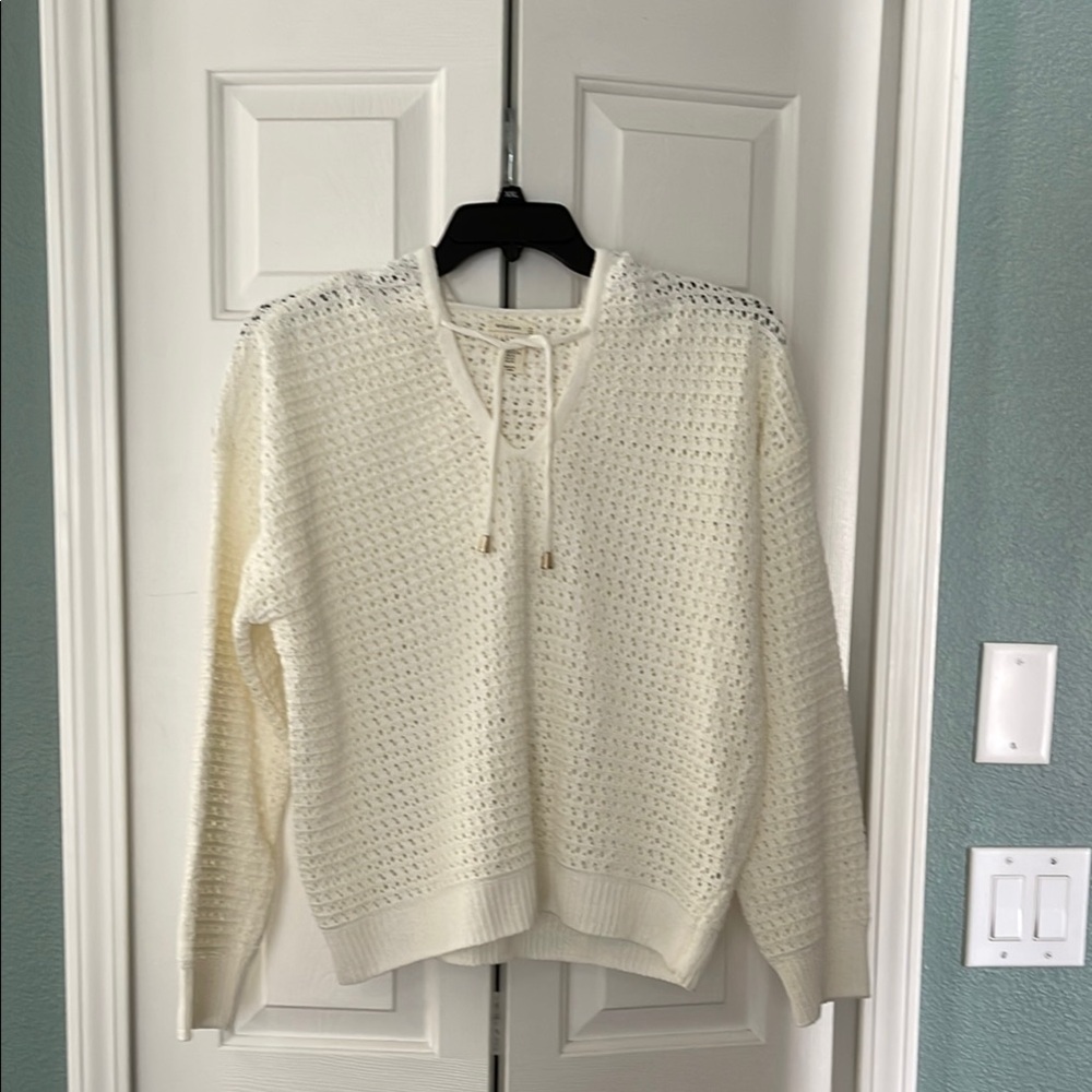 NWOT. Nicole Miller Openwork Sweater Hoodie